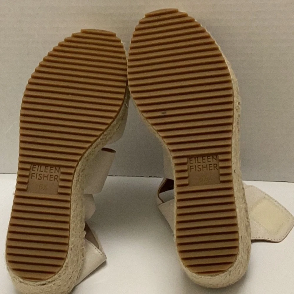 Eileen Fisher Willow 3 espadrille leather wedge sandals summer strappy 6.5